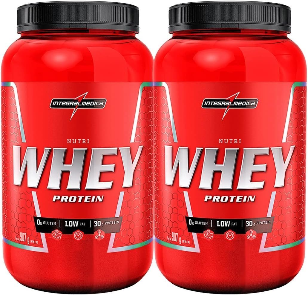 Combo 2x Suplemento em Pó Nutri whey Protein Para Ganho de Peso Chocolate 900g Pote – Integralmedica