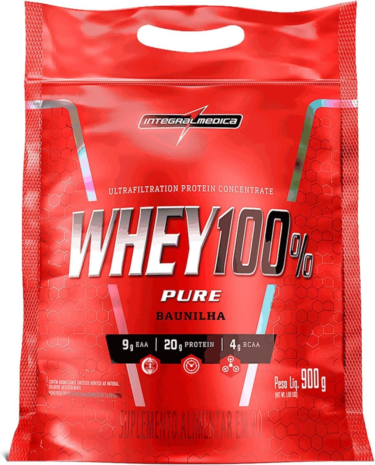 Integralmédica – Whey Protein Concentrado Baunilha 100% Pure – 20g de Proteína por Scoop, Suplementação Alimentar Pós-Treino, Fórmula Enriquecida com